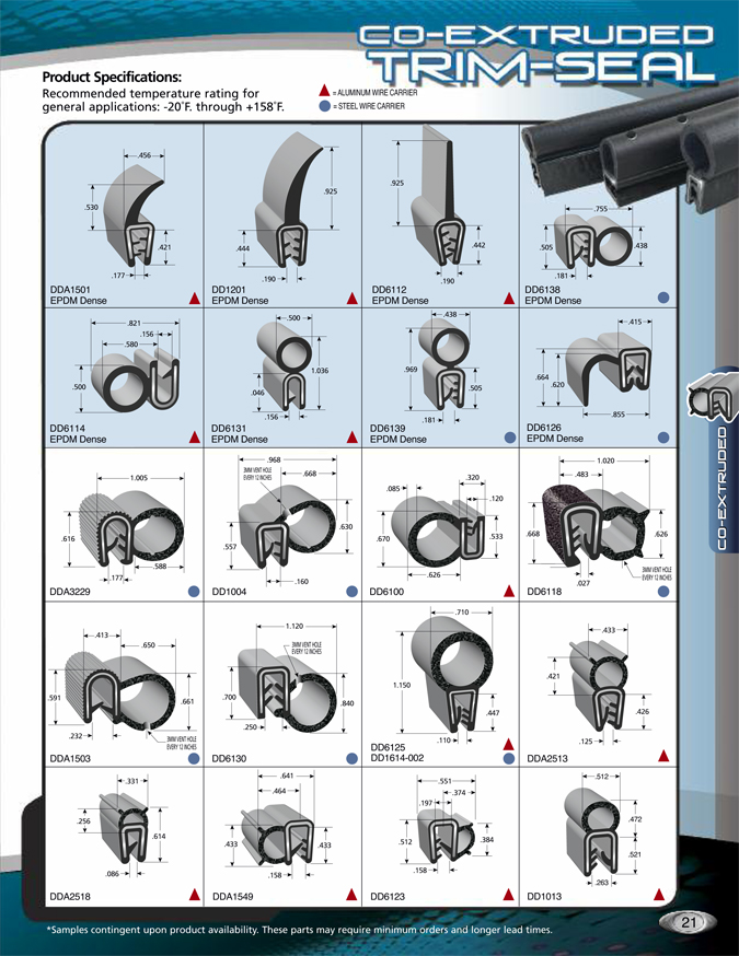 Trim-Lok catalog page 21, co-extruded trim seal