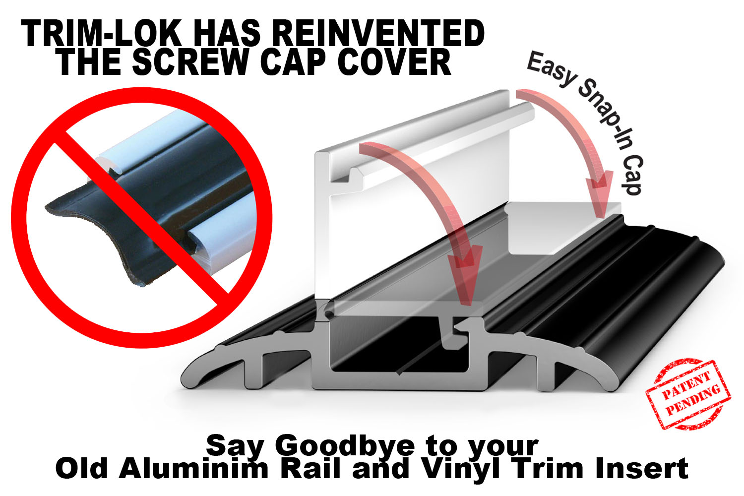 Trim-Lok New Hinged Screw Cap Cover Replace Aluminum Rail and Vinyl Insert