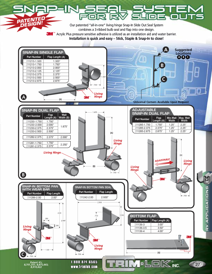 Snap-In-Seals for RV application, page 27