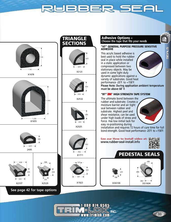 Triangle and Pedestal Rubber Lid Seals