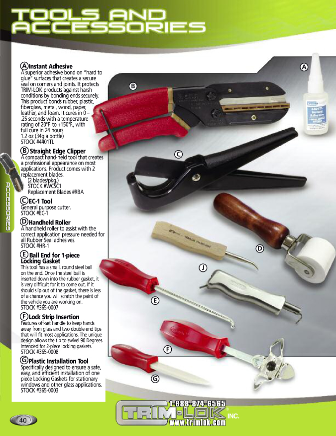 Accessories catalog page including palm sized pneumatic hammer