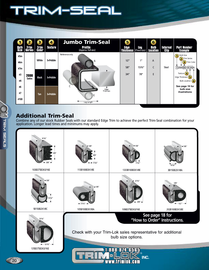 Catalog page 20 with rubber trim seals