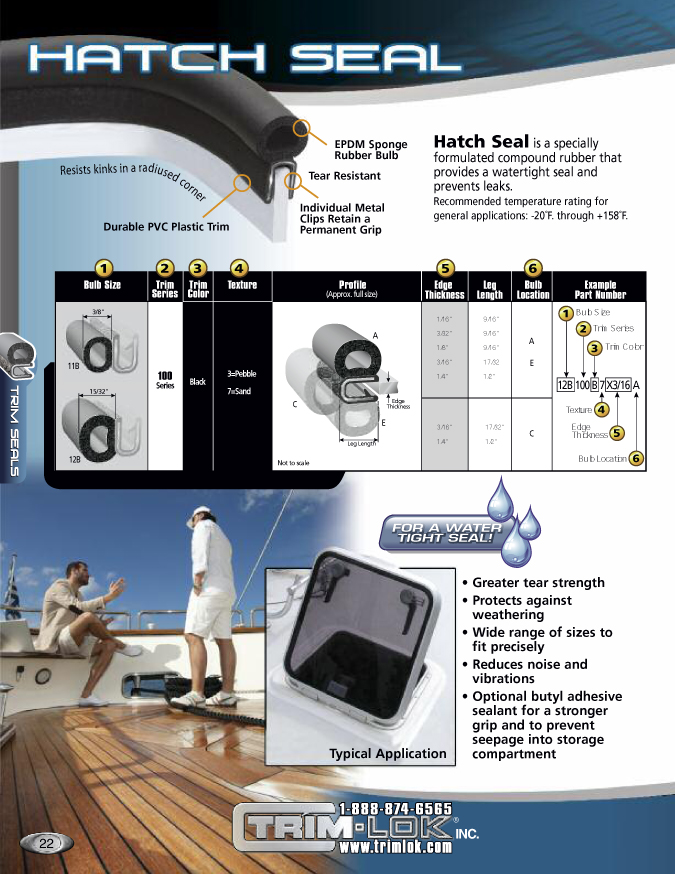 Trim-Lok catalog page 22, trim hatch seal