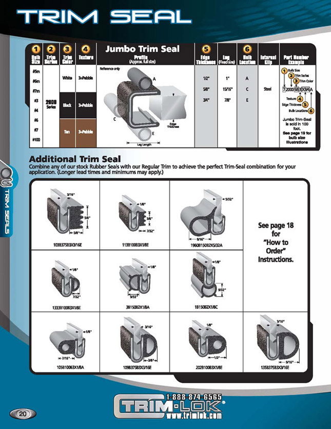 Specialized trim seal Trim-Lok catalog page