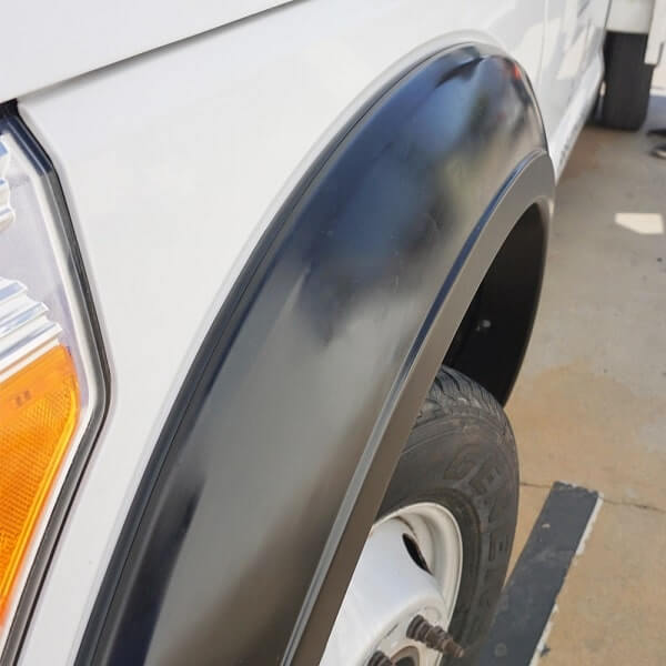 Fender flare trim installed on a truck