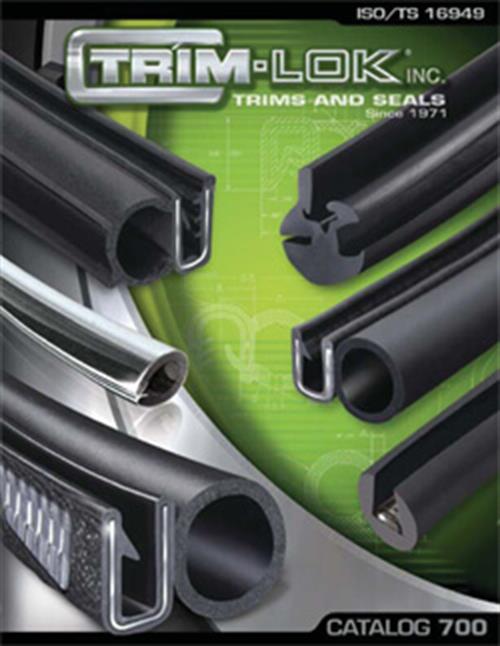 Cover art for Trim-Lok catalog 700 showing 6 types of trims and seals on a green background.