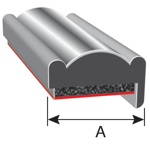 Diagram showing width of plastic chrome trim