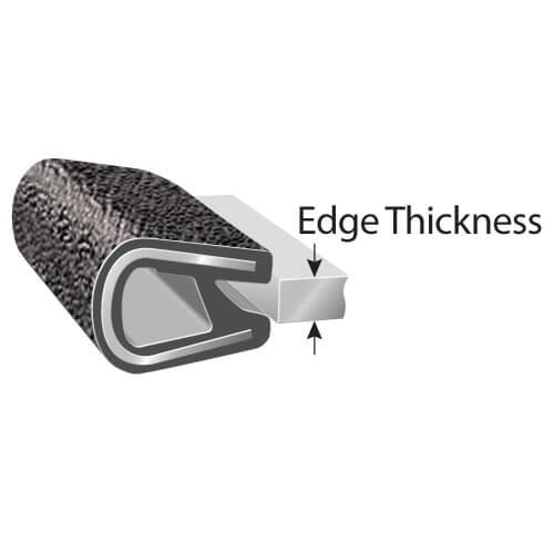 Diagram showing PVC edge trim thickness