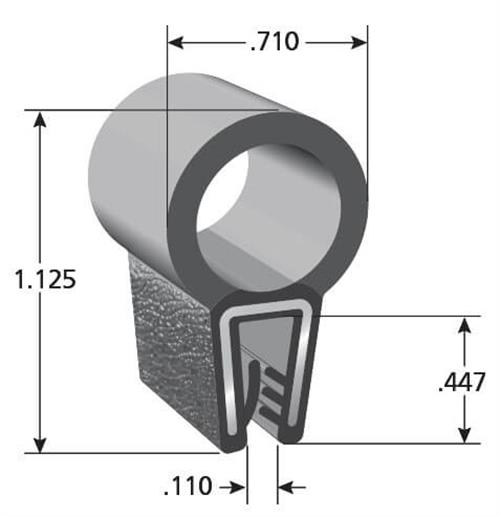 Diagram of measurement for rubber weather door seal