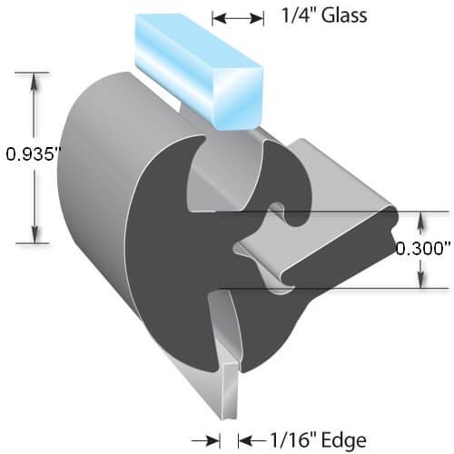 LK1615 one-piece locking gasket rubber extrusion measurements