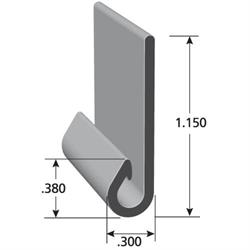 Automotive upholstery j-clip I11026 with measurements I11026 sewable j-clip in black