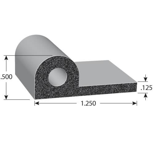 P-Shape Rubber Seal with BT or HT adhesive tape option illustrated image with dimensions