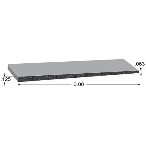 Rubber flap seal diagram showing length and width dimensions